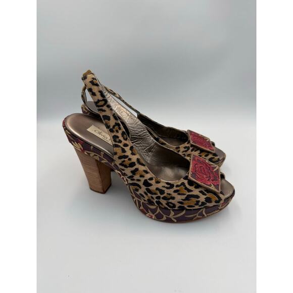Olivia Rose Tal Cheetah Floral Embroidered Tall Heels 9 (EU 40) - Picture 3 of 7